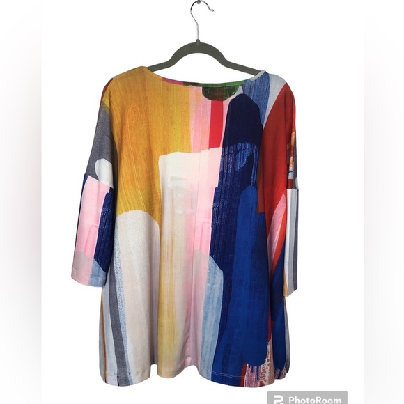 Linea Domani Women’s Vibrant Tunic 3/4 Sleeve Scoop Neck Dropped Raglan Sleeve - Picture 2 of 8